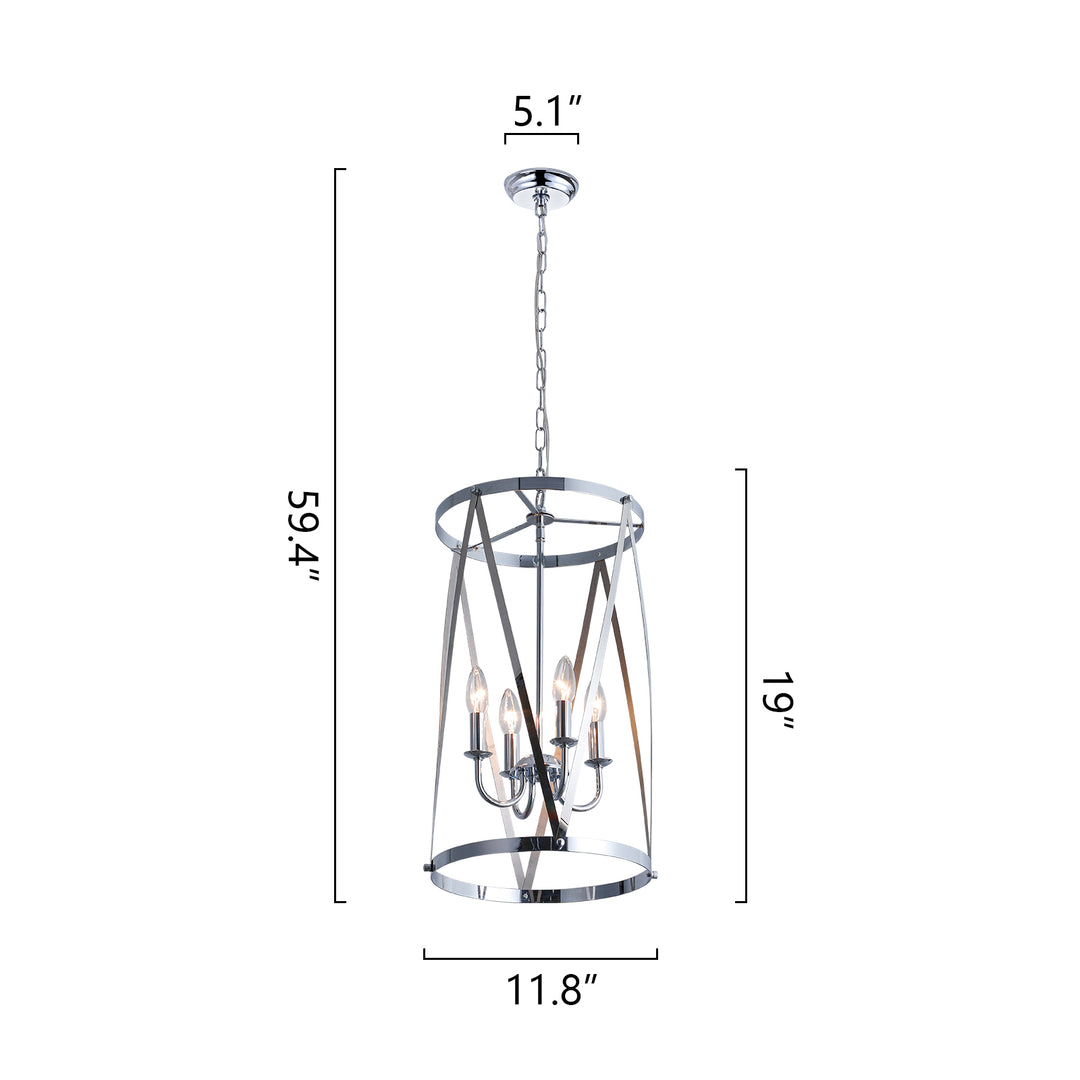 Maxax 4- Light Lantern & Candle Style Drum&Geometric Chandelier #19142