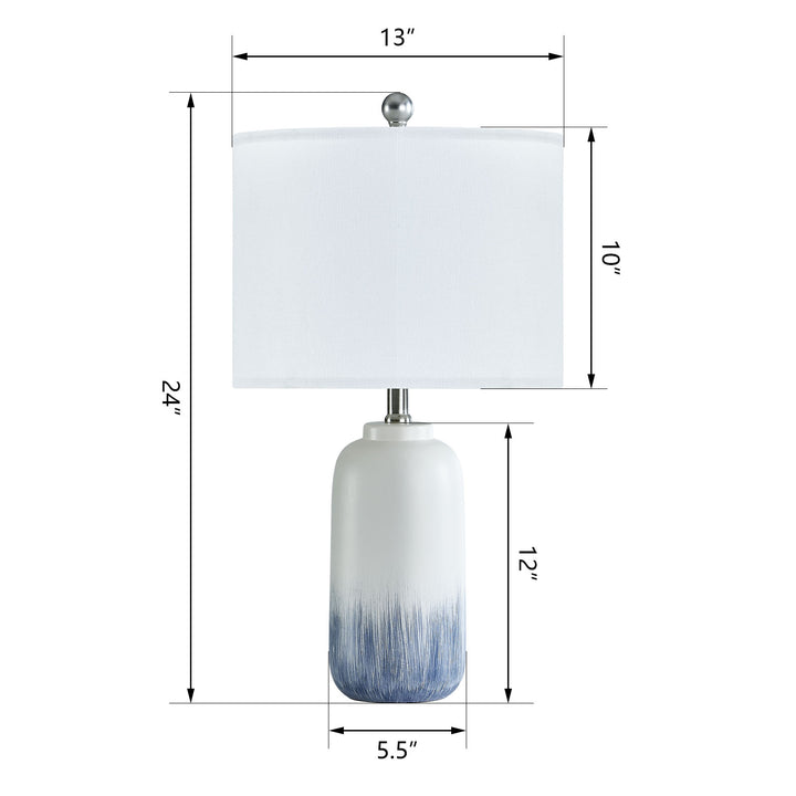 23.5" Chanise Ceramic Table Lamp For Living Room/Bedroom (Set of 2) #T198