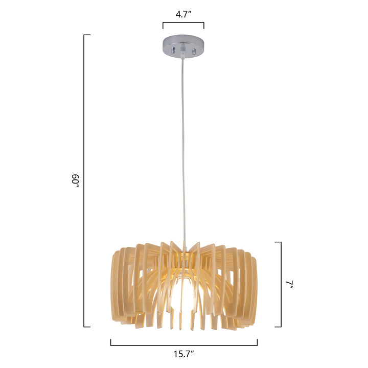 Maxax 1 - Light Wooden Modern Kitchen Drum Pendant Lighting #19204-1WD