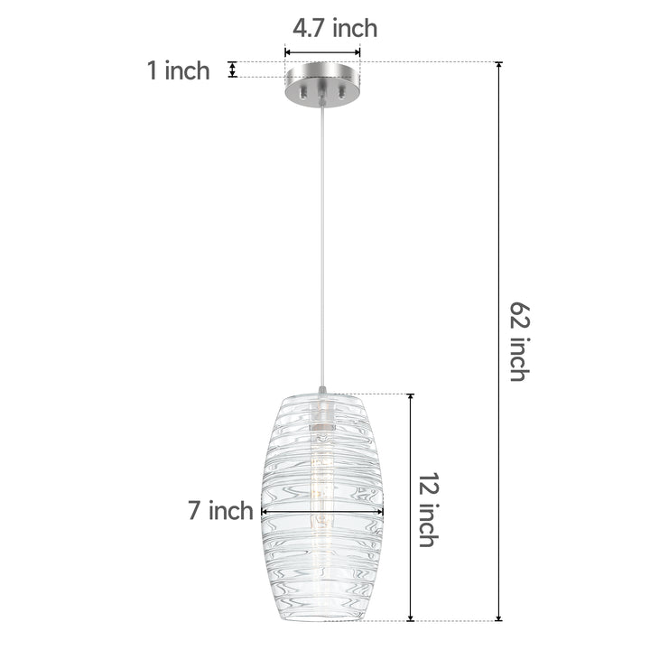 Maxax 1 - Light Single Drum Blue Glass Pendant #19200-1BU