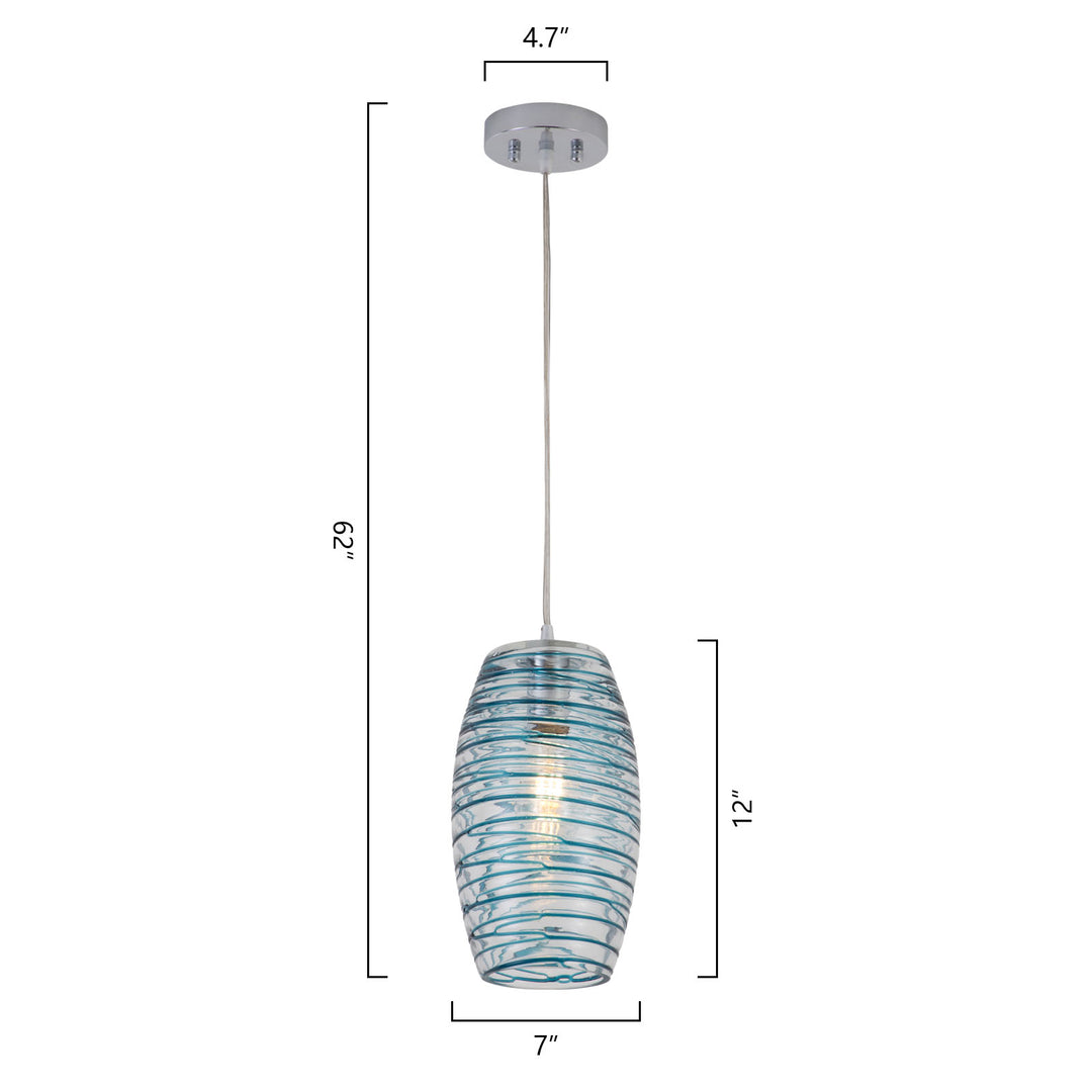 Flare Maxax 1 - Light Single Drum Blue Glass Pendant #19200