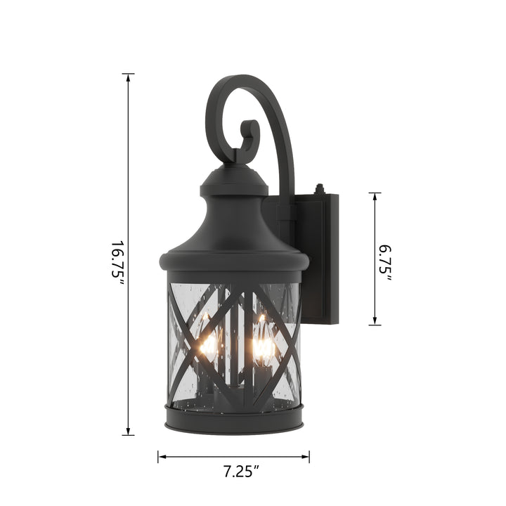 Maxax 2 Light Dusk to Dawn Outdoor Sconce Lighting #7017-2BK