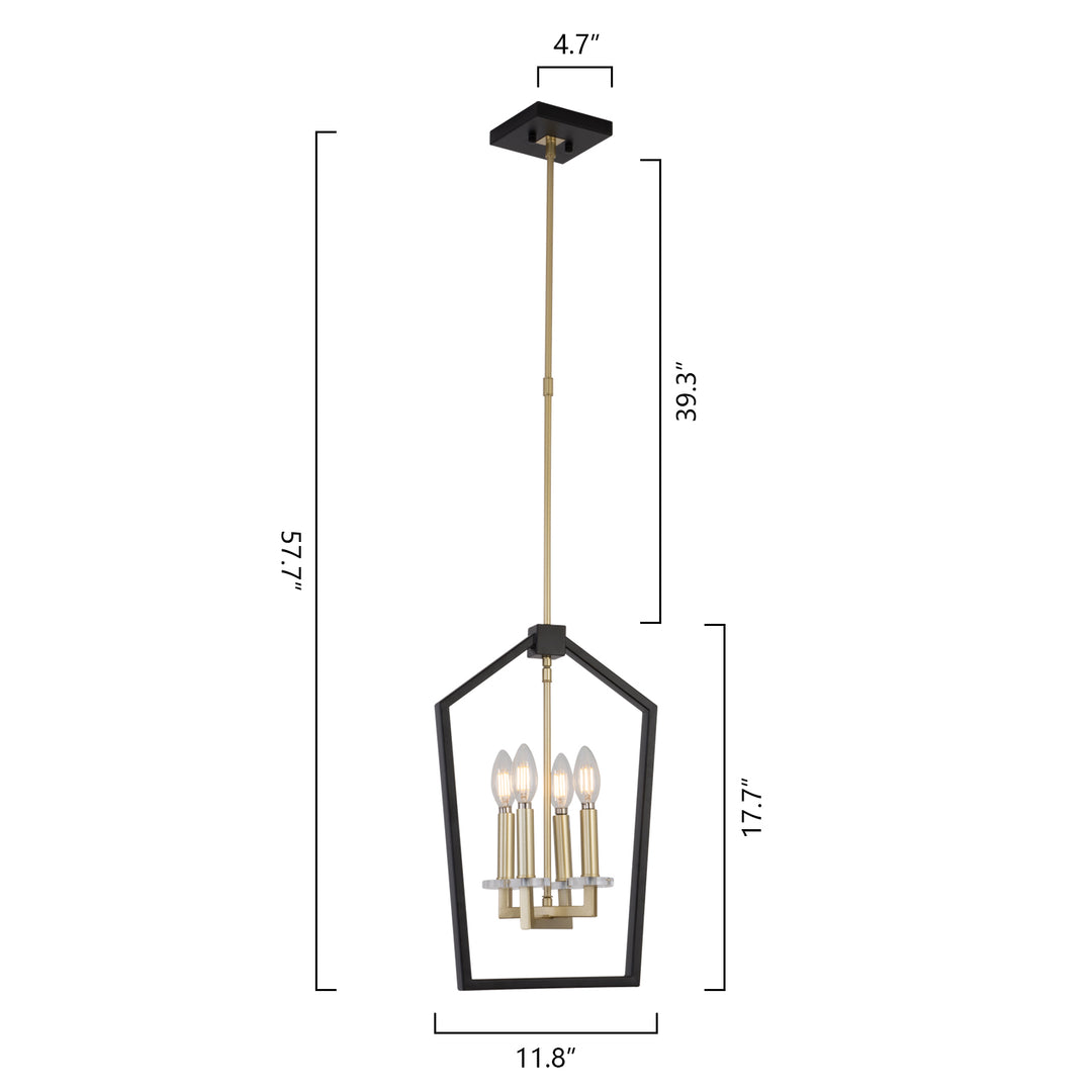 Maxax 4 - Light Lantern Square / Rectangle Pendant With Wrought Iron Accents #19161-4BG