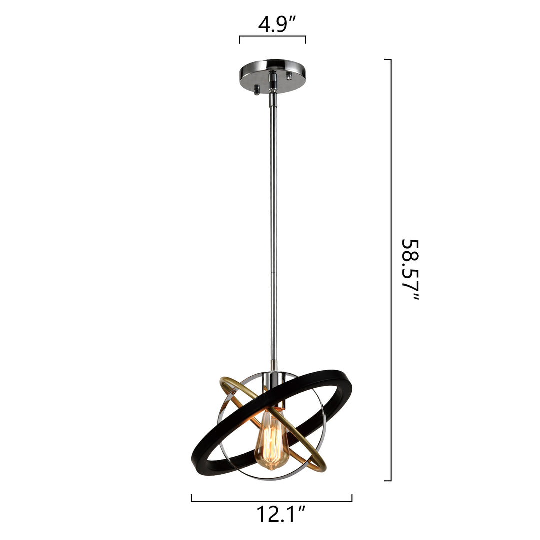 Maxax 1 - Light Unique / Statement / Lantern Cylinder Globe With Wrought Iron #MX21032-P1BG