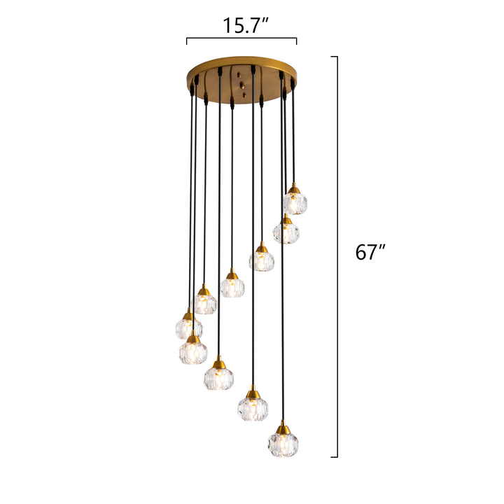 Maxax Light Golden Unique Tiered Chandelier With Crystal Accents #MX19053-10GD-P