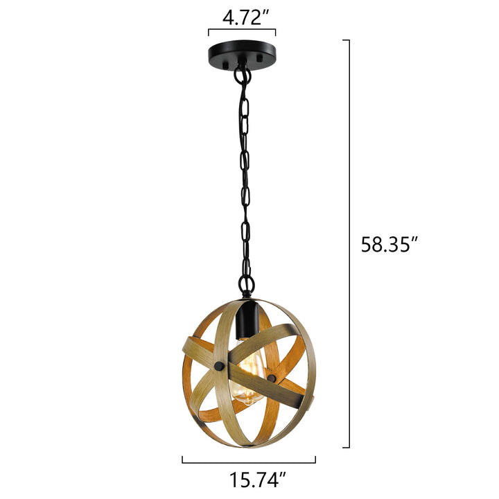 Maxax 1 - Light Kitchen Island&Single Globe With Wrought Iron #MX21017