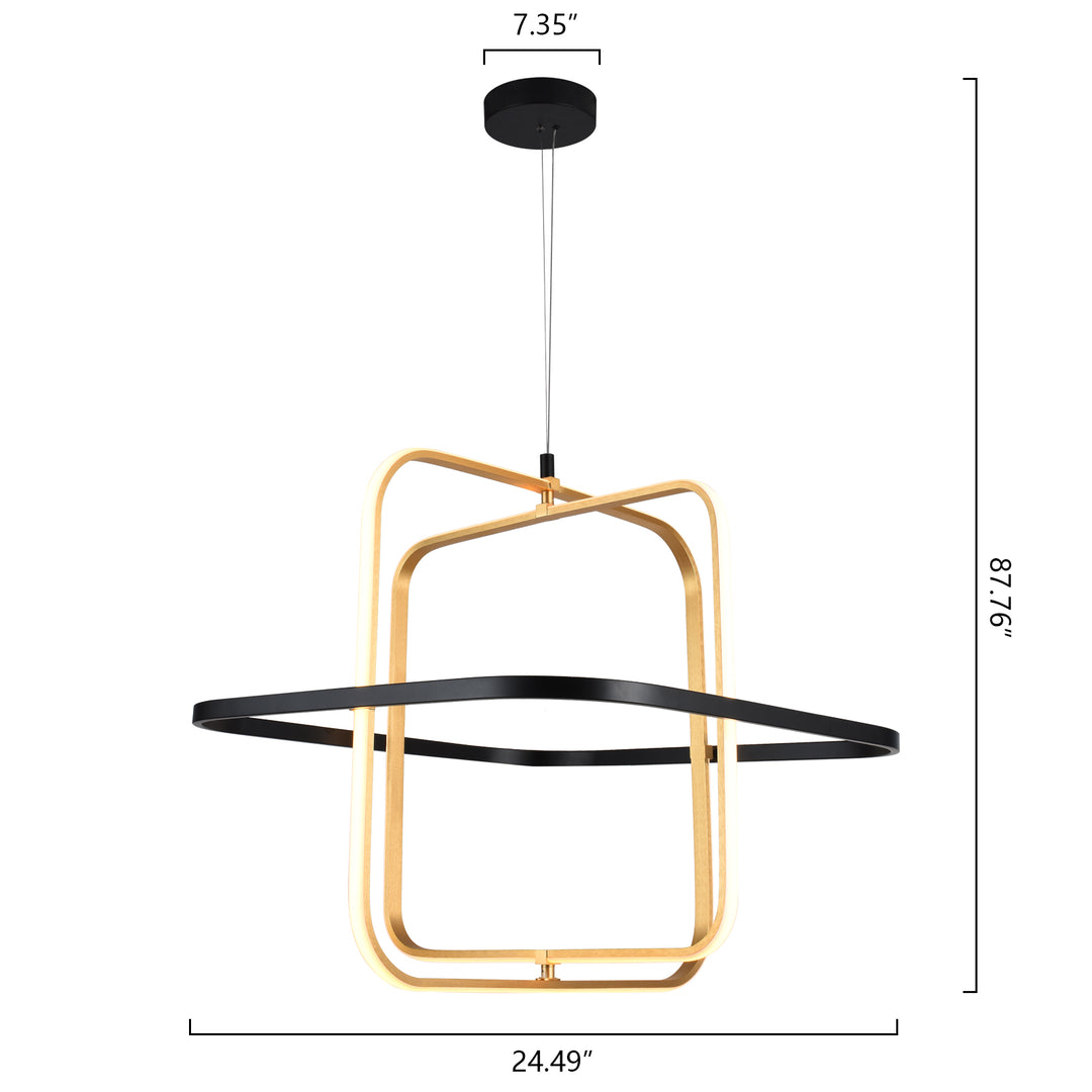 Maxax 3 - Light Modern Square Led Chandelier  #MX57632-BG-3P