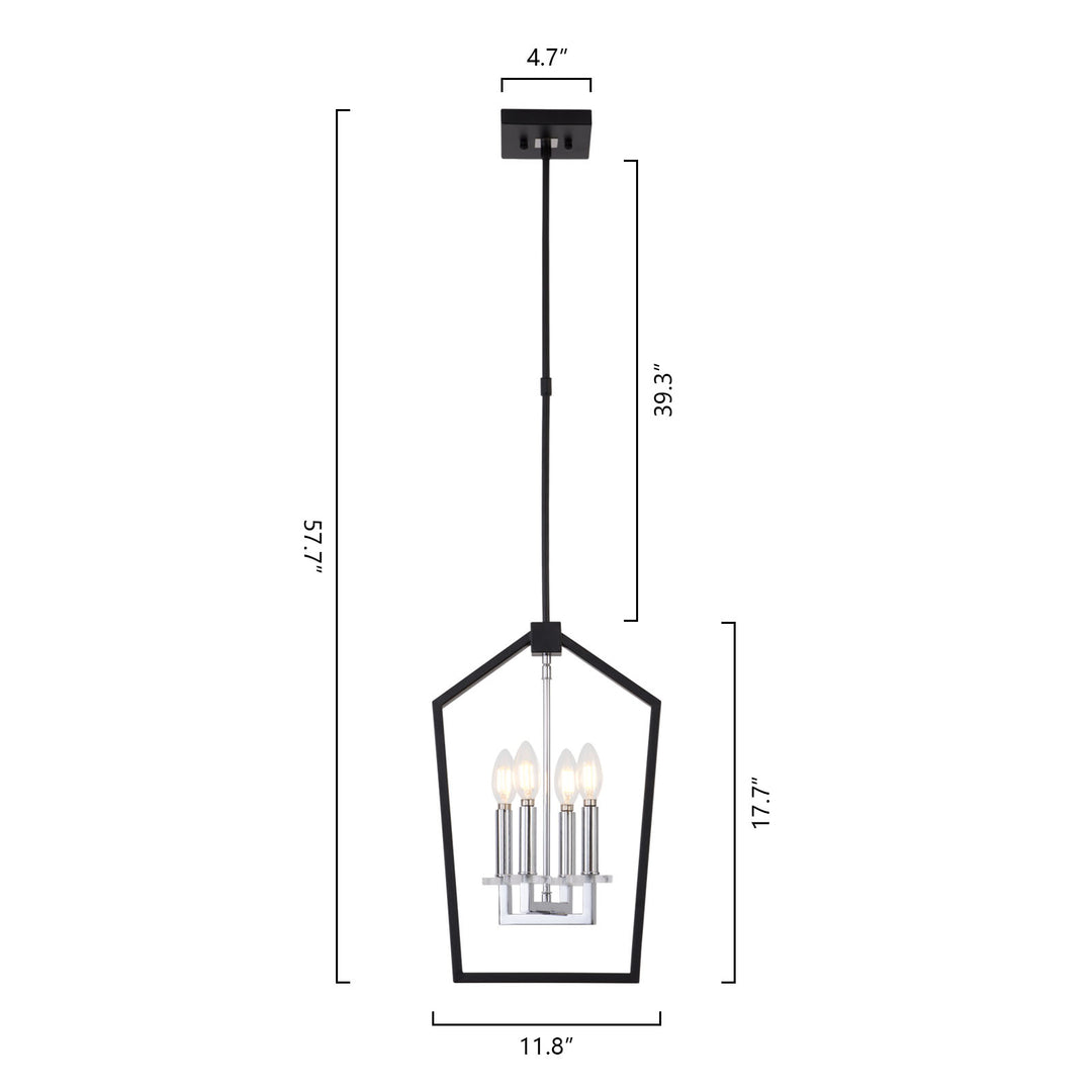 Maxax 4 - Light Lantern Square / Rectangle Pendant With Wrought Iron Accents #19161-4BG