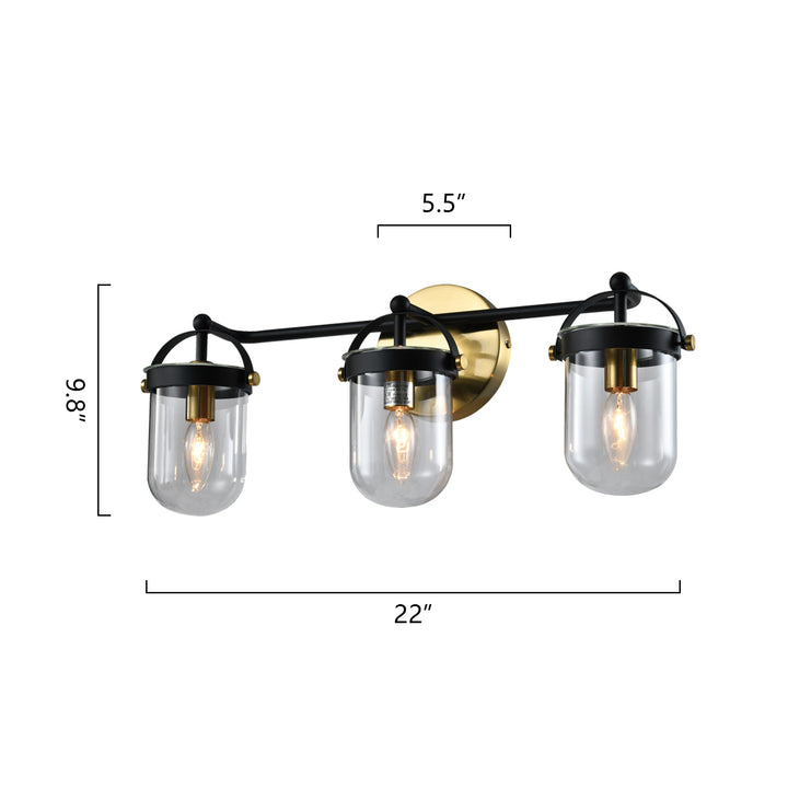 Maxax 3 - Light Dimmable Black/Gold Vanity Light #D155-3B4