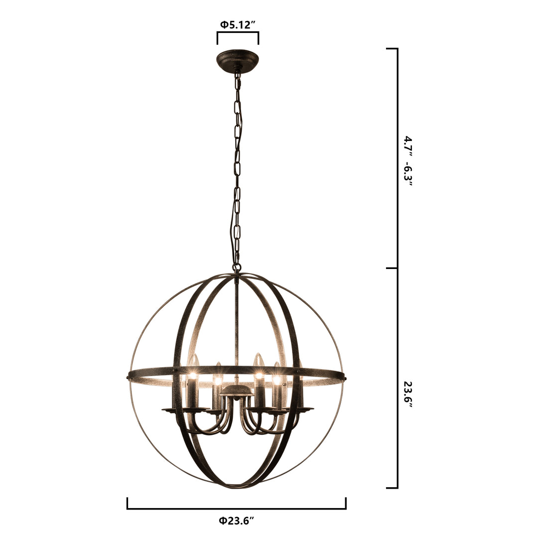 Maxax 6 - Light Statement Globe Chandelier With Wrought Iron Accent #MX18169-6P