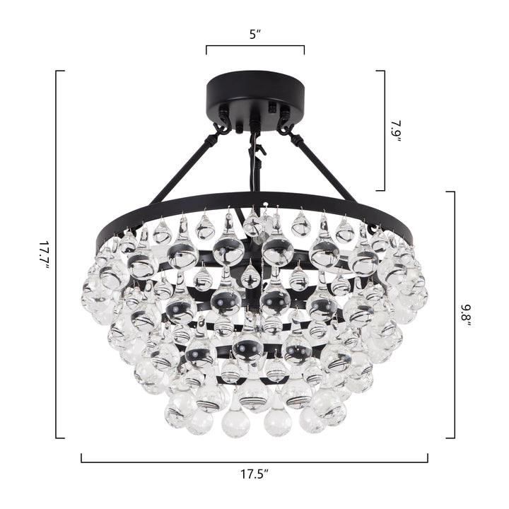 Maxax Crystal Semi Recessed Ceiling Light #19207-5BK