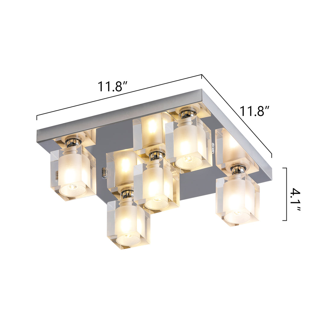 Maxax 5 - Light 12in Cylinder Glass Ceiling Flush Mount Light #19158-5CH