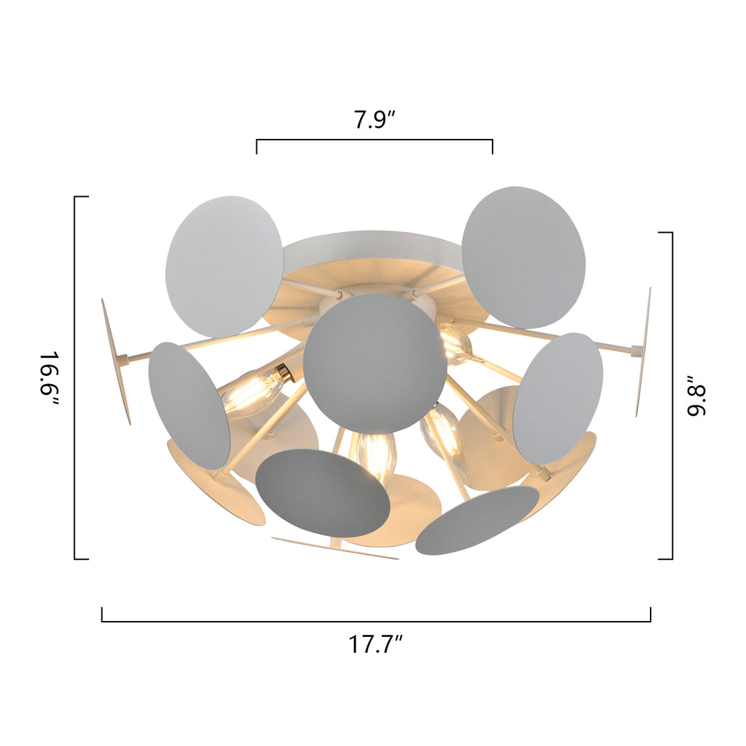 4 - Light 17.72in Unique/Statement Geometric Semi Flush Mount