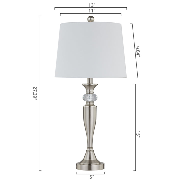 Lustre 27.5'' Crystal/nickel Table Lamp Set #T109