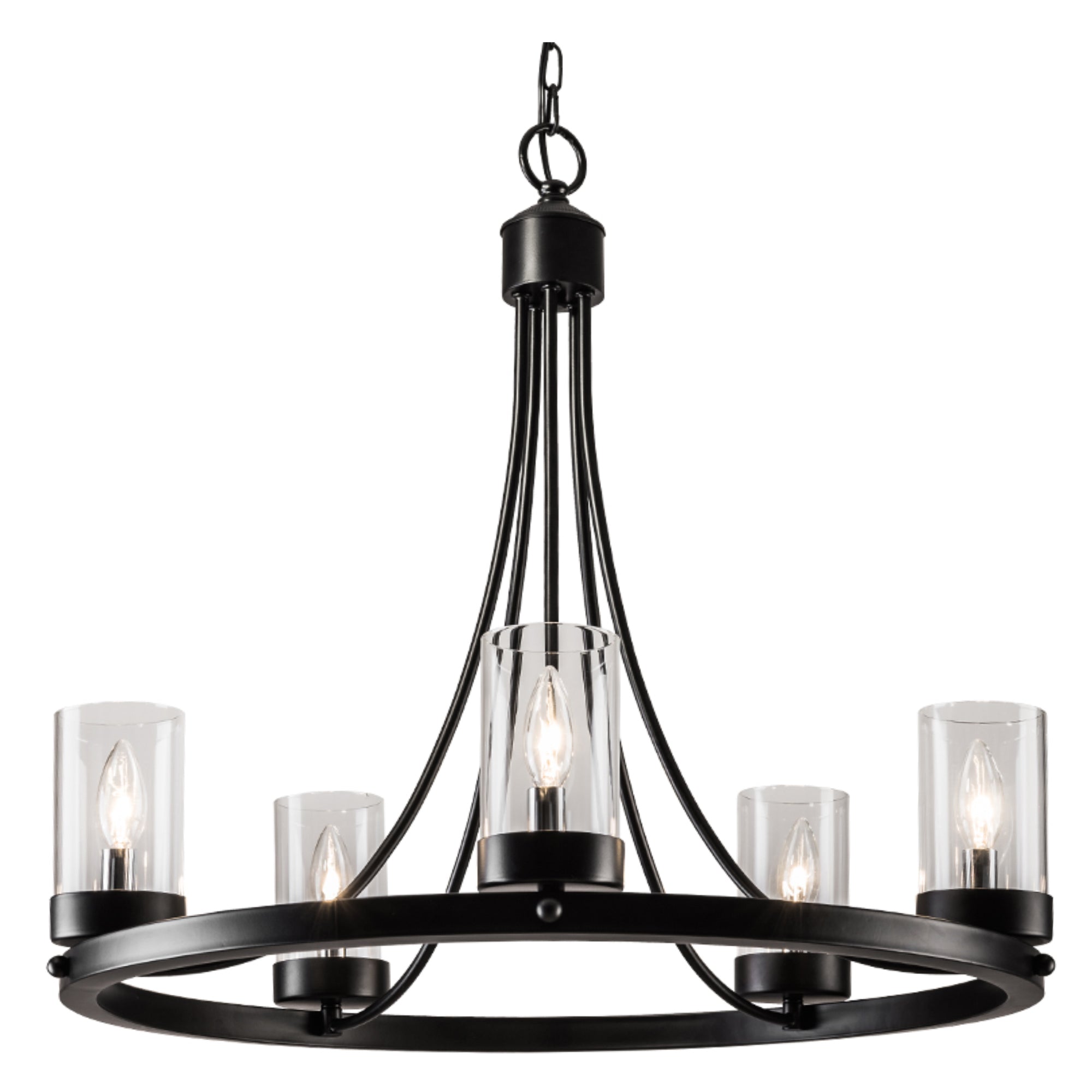 vaqutauxvoyage ヴァクトー マルシェトロリー　　ノアール Maxax 5 - Light Candle Style Wagon Wheel Chandelier – 4modernhome