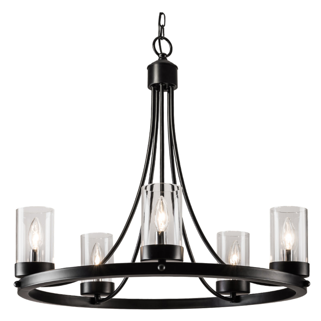 Maxax 5 - Light Candle Style Wagon Wheel Chandelier #MX19025-5