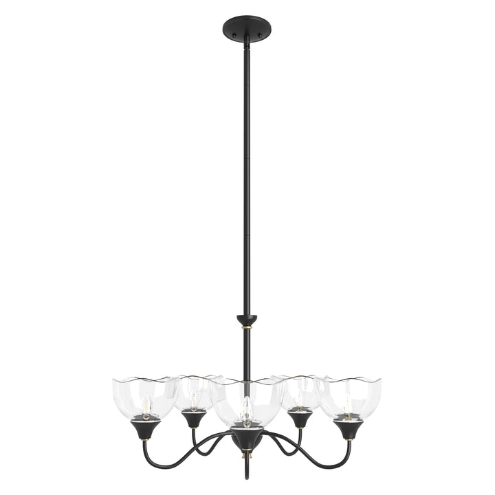 Shine Black Modern Spider Chandelier with Glass Shade for Dining Room or Kitchen Island #48004