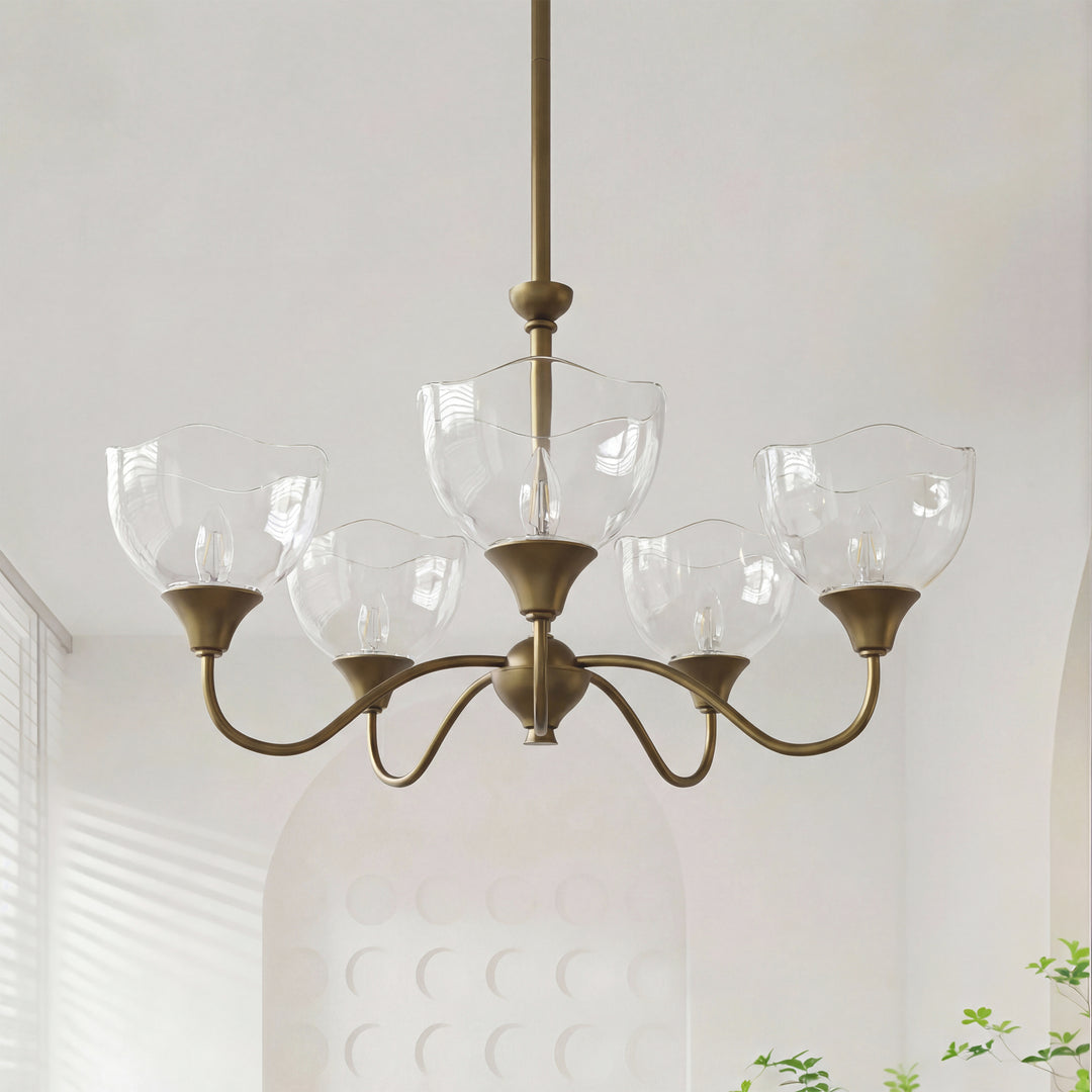 Shine Black Modern Spider Chandelier with Glass Shade for Dining Room or Kitchen Island #48004