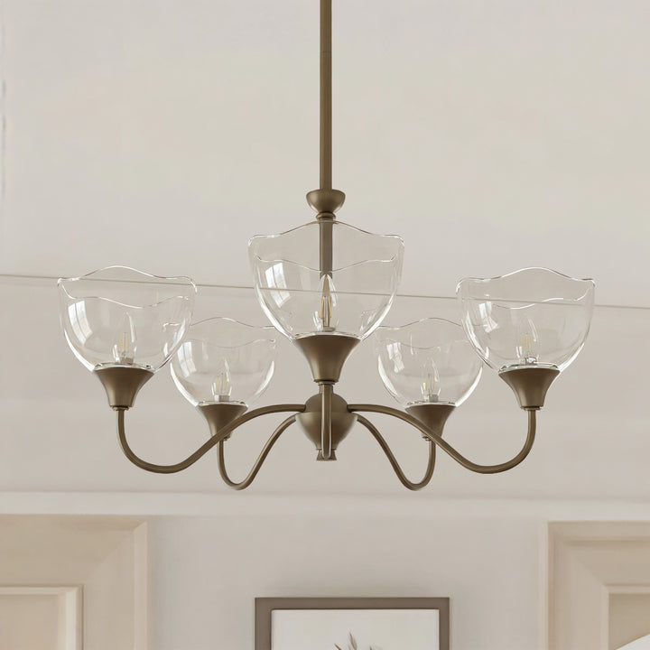 Shine Black Modern Spider Chandelier with Glass Shade for Dining Room or Kitchen Island #48004