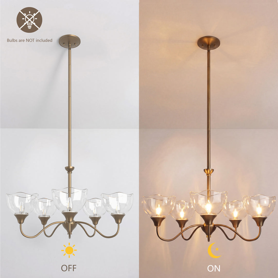 Shine Black Modern Spider Chandelier with Glass Shade for Dining Room or Kitchen Island #48004