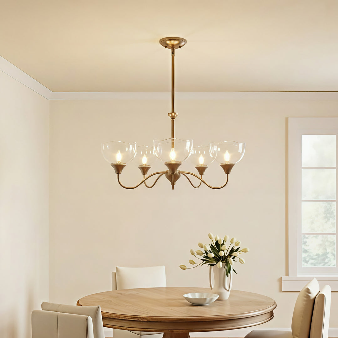 Shine Black Modern Spider Chandelier with Glass Shade for Dining Room or Kitchen Island #48004