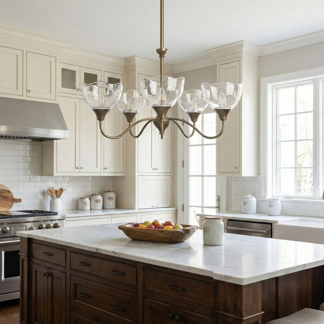 Shine Black Modern Spider Chandelier with Glass Shade for Dining Room or Kitchen Island #48004