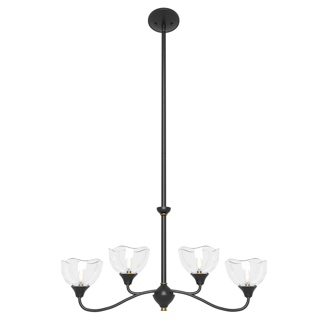 Shine Black Modern Spider Chandelier with Glass Shade for Dining Room or Kitchen Island #48004
