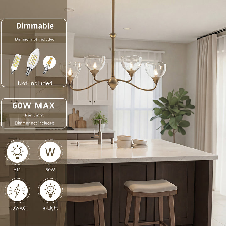 Shine Black Modern Spider Chandelier with Glass Shade for Dining Room or Kitchen Island #48004