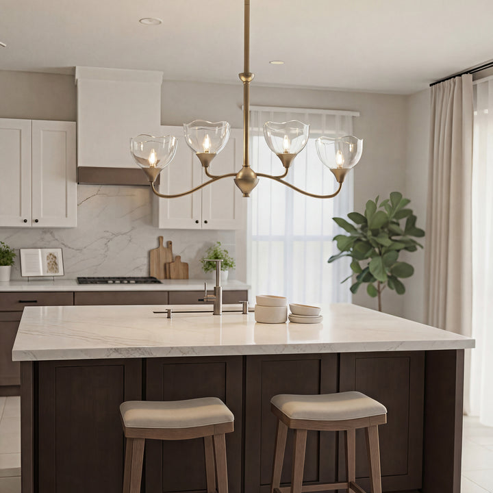 Shine Black Modern Spider Chandelier with Glass Shade for Dining Room or Kitchen Island #48004