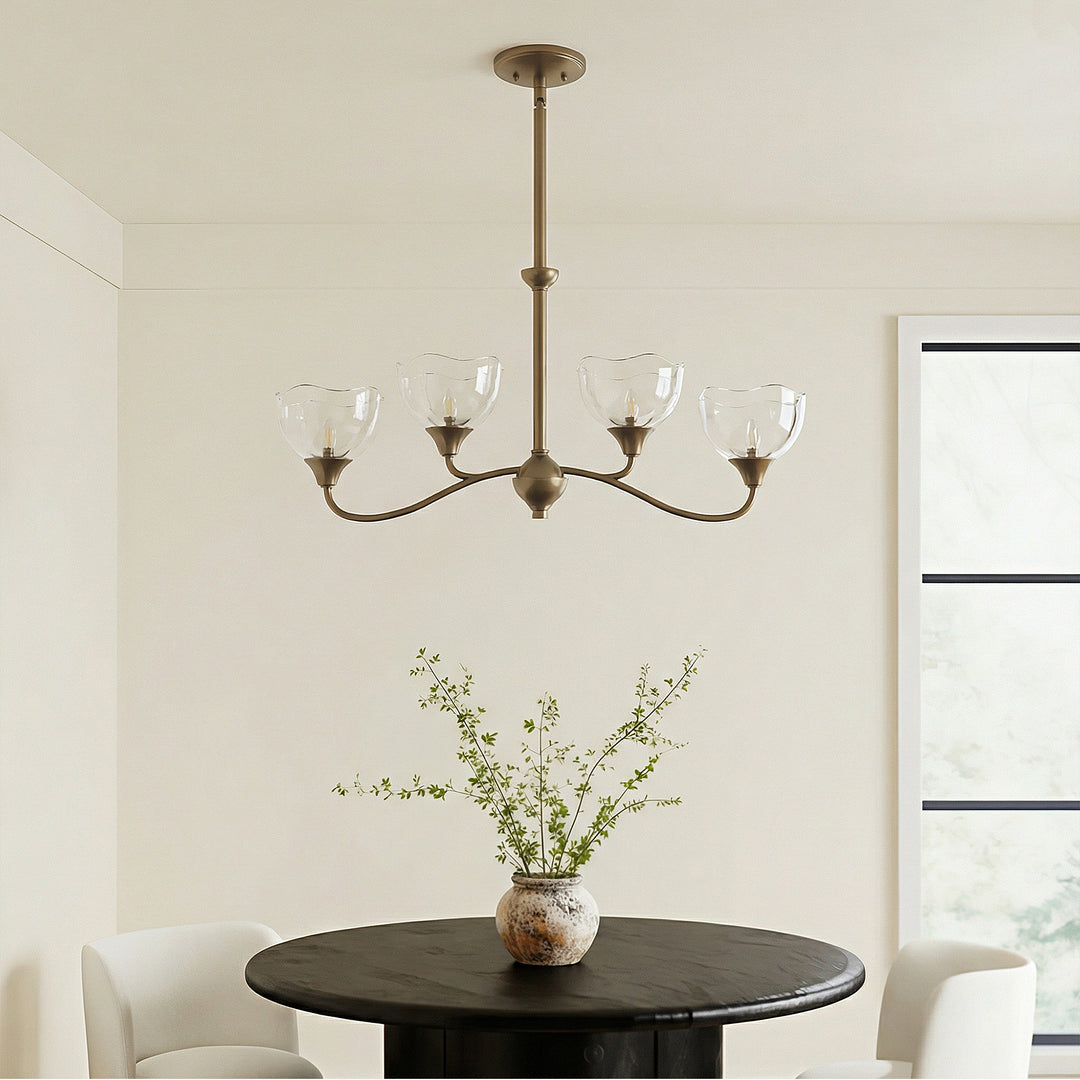 Shine Black Modern Spider Chandelier with Glass Shade for Dining Room or Kitchen Island #48004