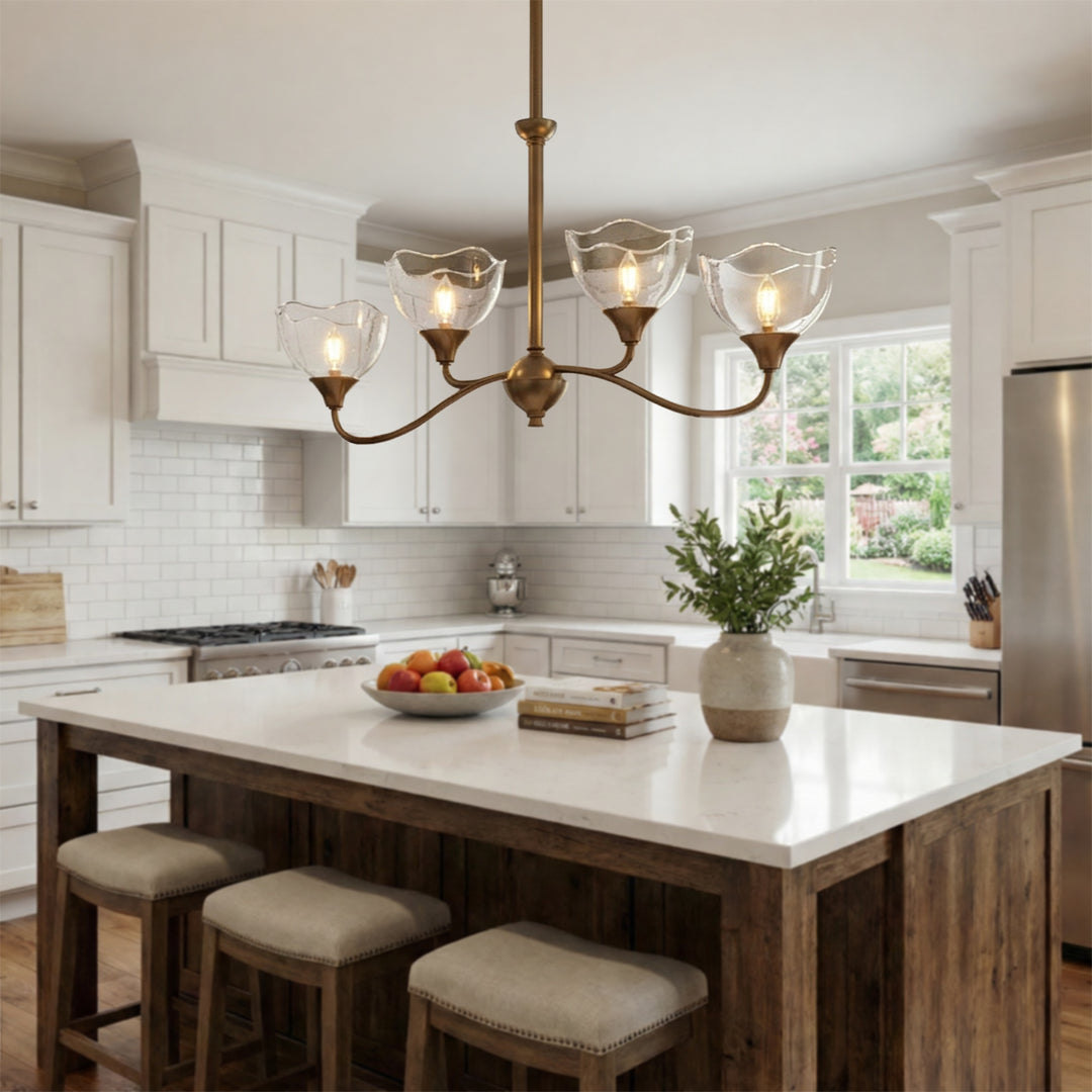 Shine Black Modern Spider Chandelier with Glass Shade for Dining Room or Kitchen Island #48004