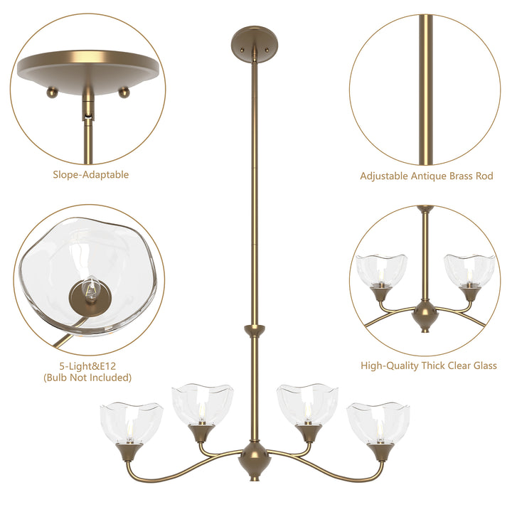 Shine Black Modern Spider Chandelier with Glass Shade for Dining Room or Kitchen Island #48004