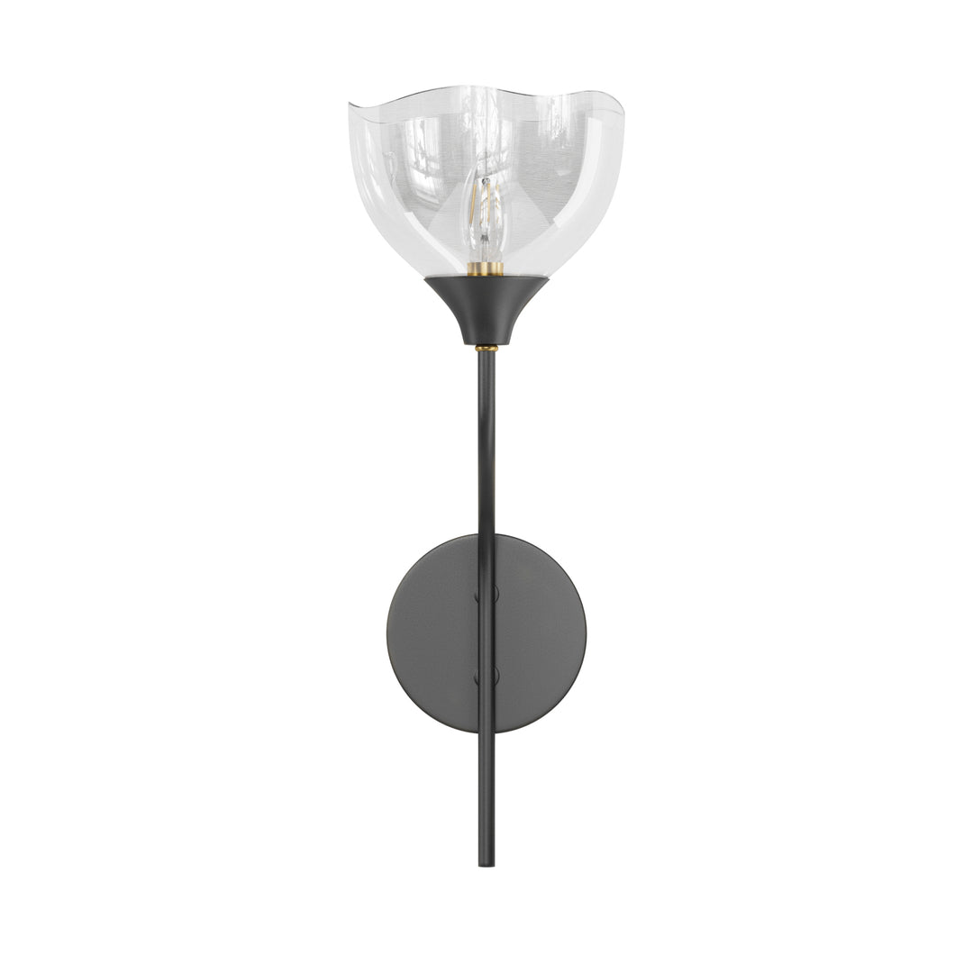 Shine Black and Gold ETL Dimmable Wall Sconces with Petal Shaped Glass Shade #48007