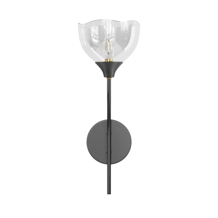 Shine Black and Gold ETL Dimmable Wall Sconces with Petal Shaped Glass Shade #48007