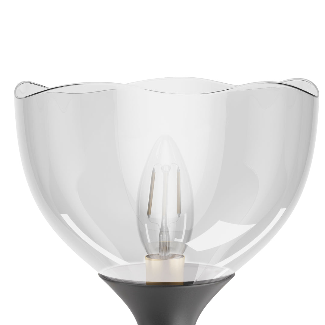 Shine Black and Gold ETL Dimmable Wall Sconces with Petal Shaped Glass Shade #48007