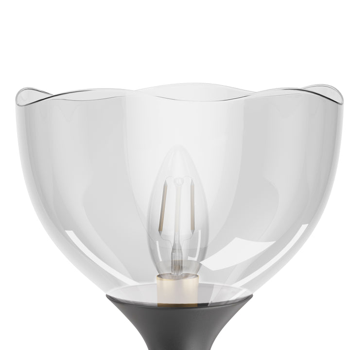 Shine Black and Gold ETL Dimmable Wall Sconces with Petal Shaped Glass Shade #48007