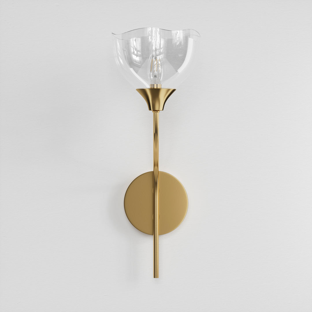 Shine Black and Gold ETL Dimmable Wall Sconces with Petal Shaped Glass Shade #48007
