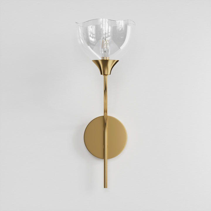 Shine Black and Gold ETL Dimmable Wall Sconces with Petal Shaped Glass Shade #48007