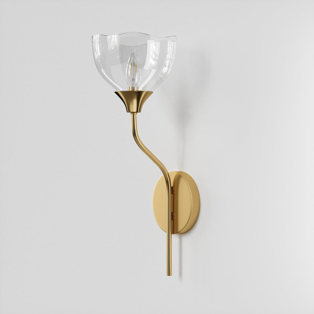 Shine Black and Gold ETL Dimmable Wall Sconces with Petal Shaped Glass Shade #48007