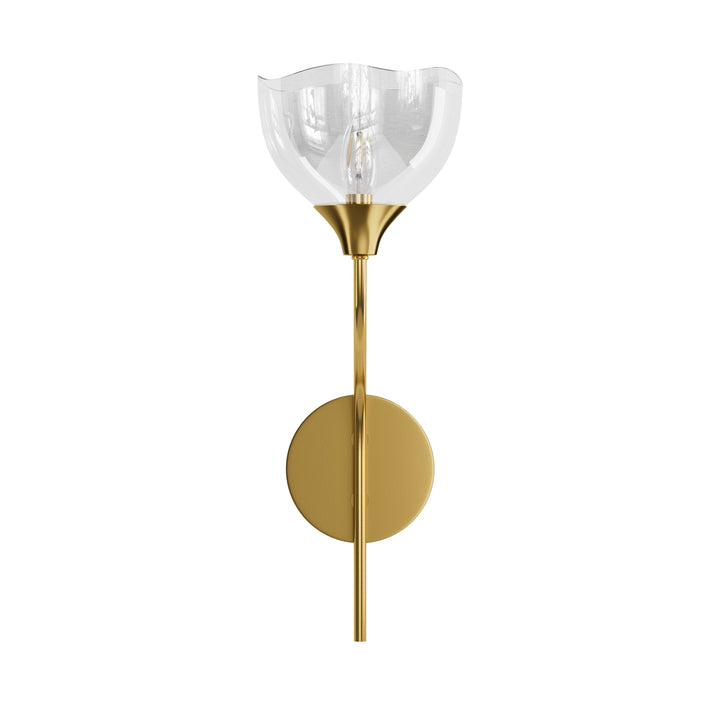 Shine Black and Gold ETL Dimmable Wall Sconces with Petal Shaped Glass Shade #48007