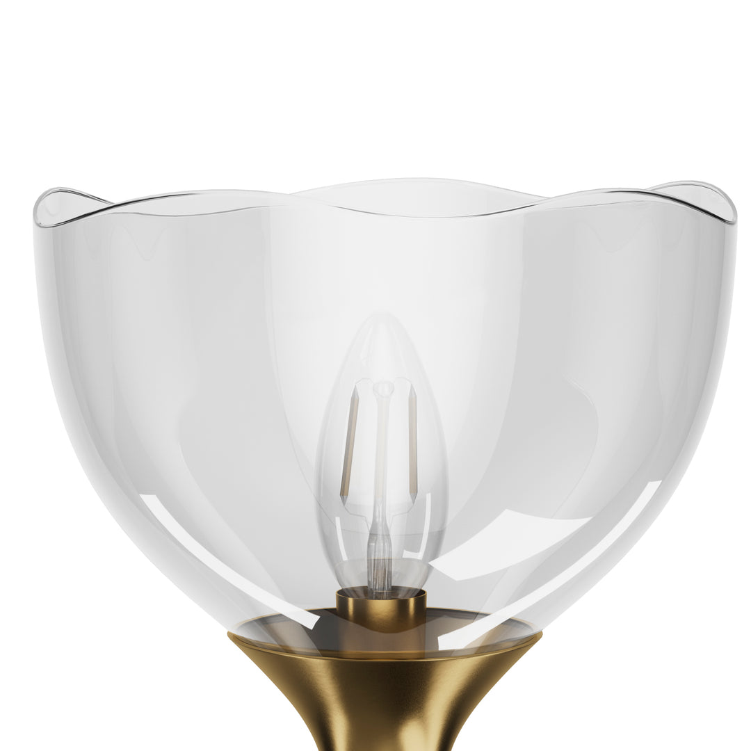 Shine Black and Gold ETL Dimmable Wall Sconces with Petal Shaped Glass Shade #48007
