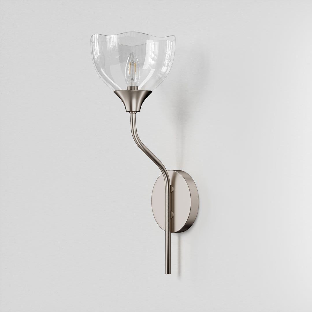 Shine Black and Gold ETL Dimmable Wall Sconces with Petal Shaped Glass Shade #48007