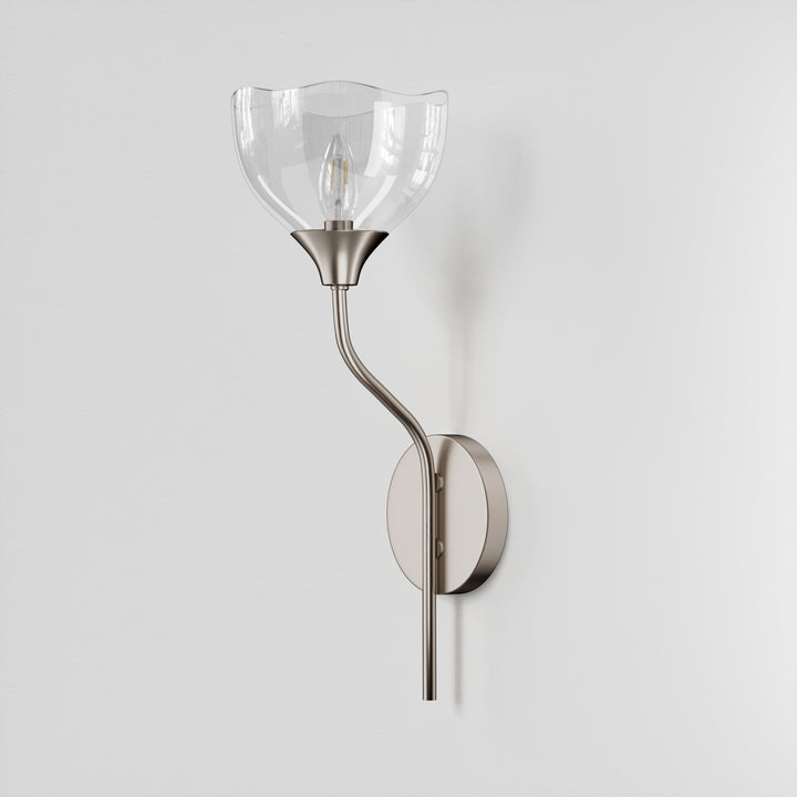 Shine Black and Gold ETL Dimmable Wall Sconces with Petal Shaped Glass Shade #48007