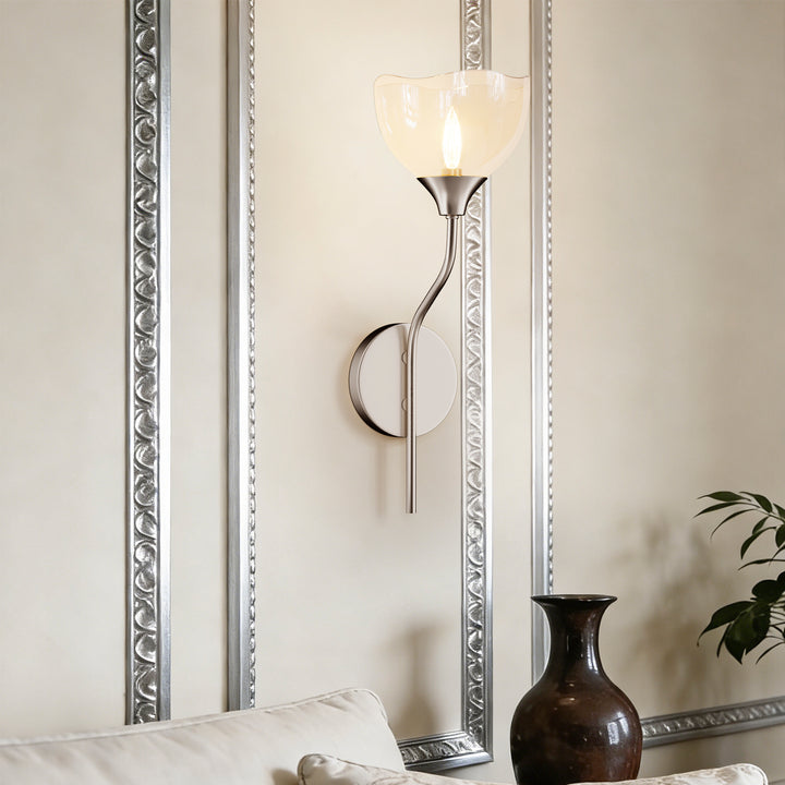 Shine Black and Gold ETL Dimmable Wall Sconces with Petal Shaped Glass Shade #48007