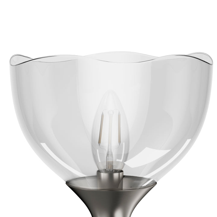 Shine Black and Gold ETL Dimmable Wall Sconces with Petal Shaped Glass Shade #48007