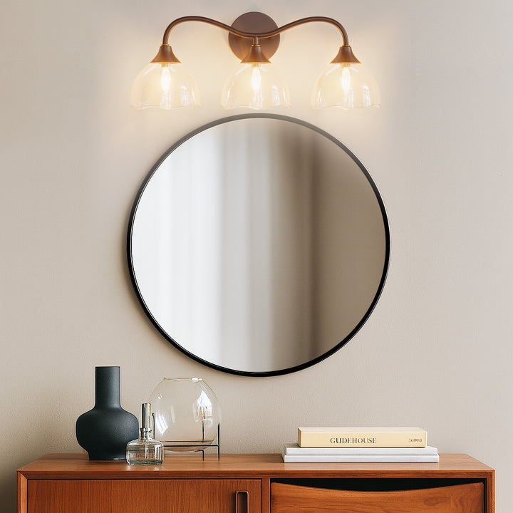 Shine Black and Gold ETL Dimmable Wall Sconces with Petal Shaped Glass Shade #48007
