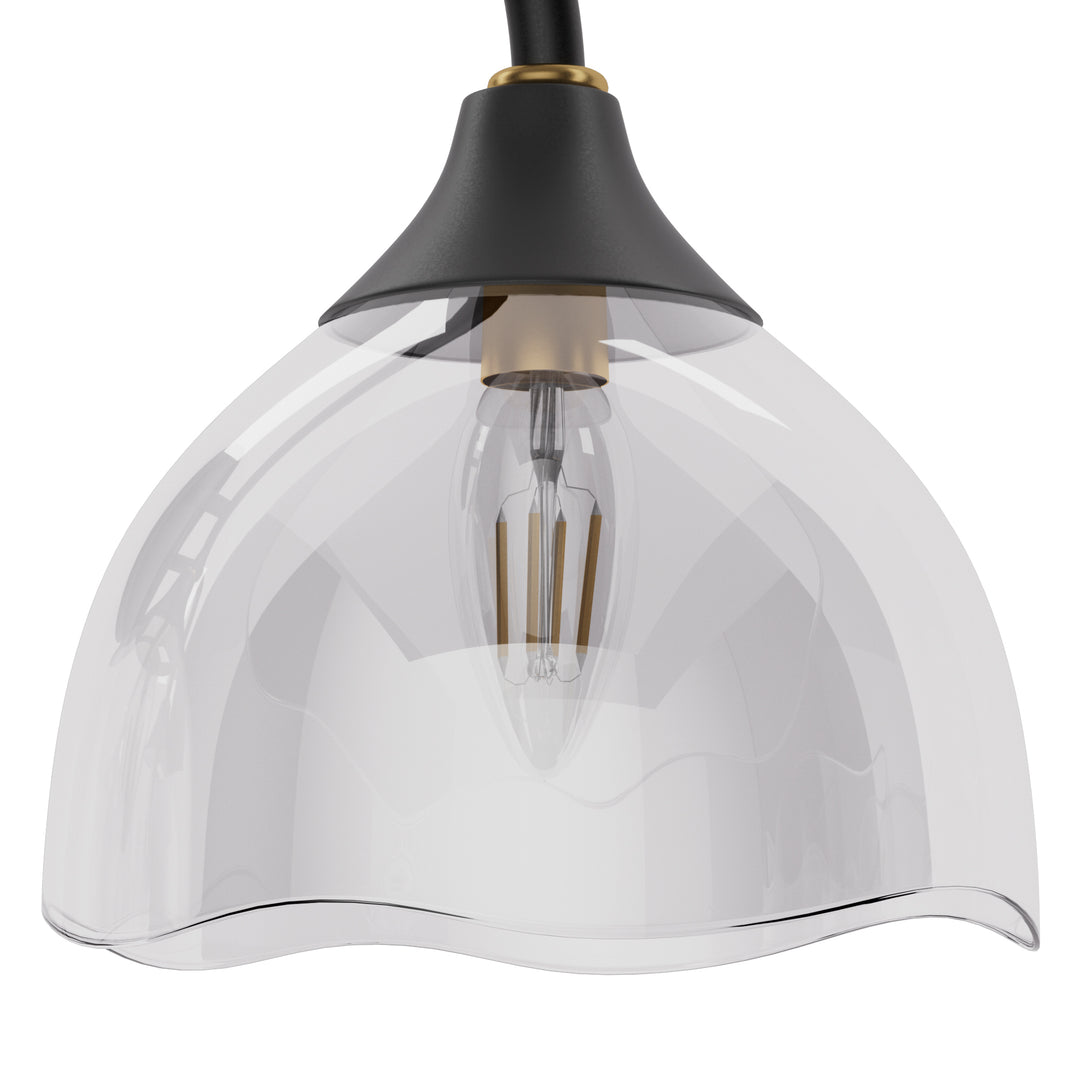 Shine Black and Gold ETL Dimmable Wall Sconces with Petal Shaped Glass Shade #48007