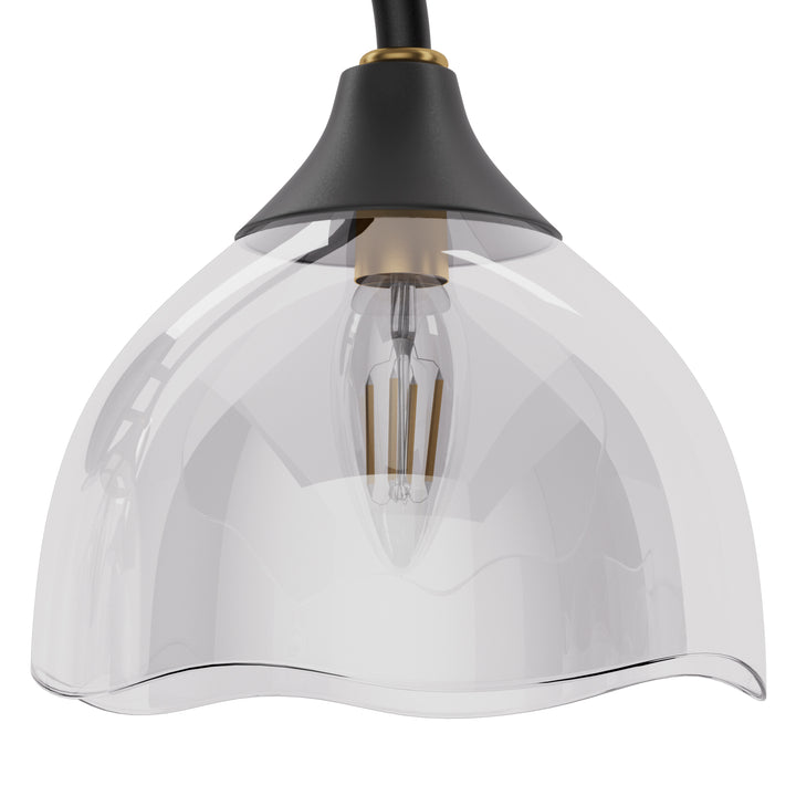 Shine Black and Gold ETL Dimmable Wall Sconces with Petal Shaped Glass Shade #48007