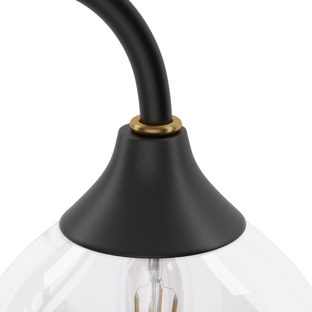 Shine Black and Gold ETL Dimmable Wall Sconces with Petal Shaped Glass Shade #48007