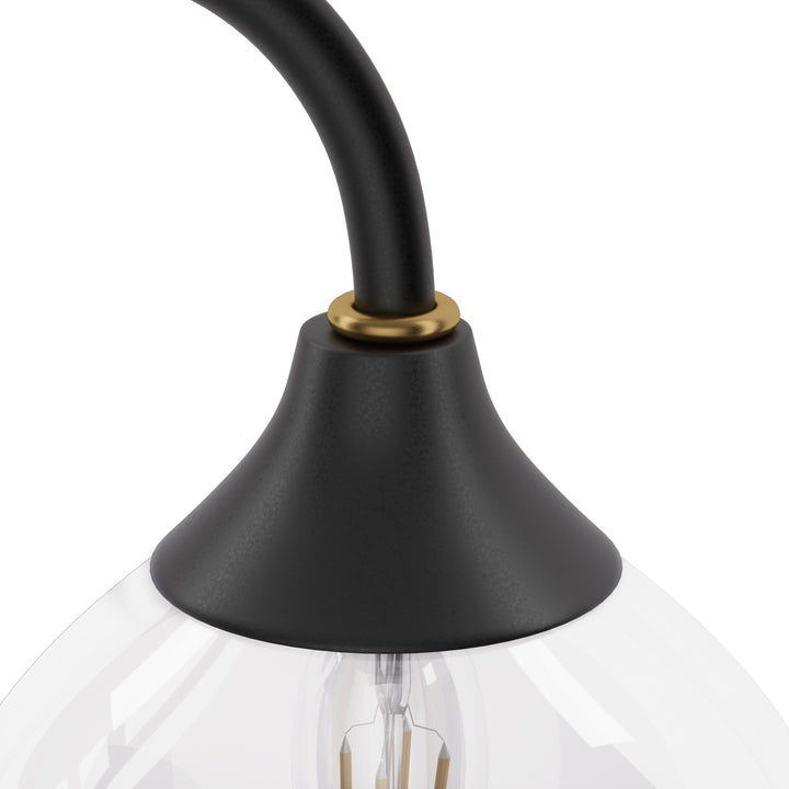 Shine Black and Gold ETL Dimmable Wall Sconces with Petal Shaped Glass Shade #48007